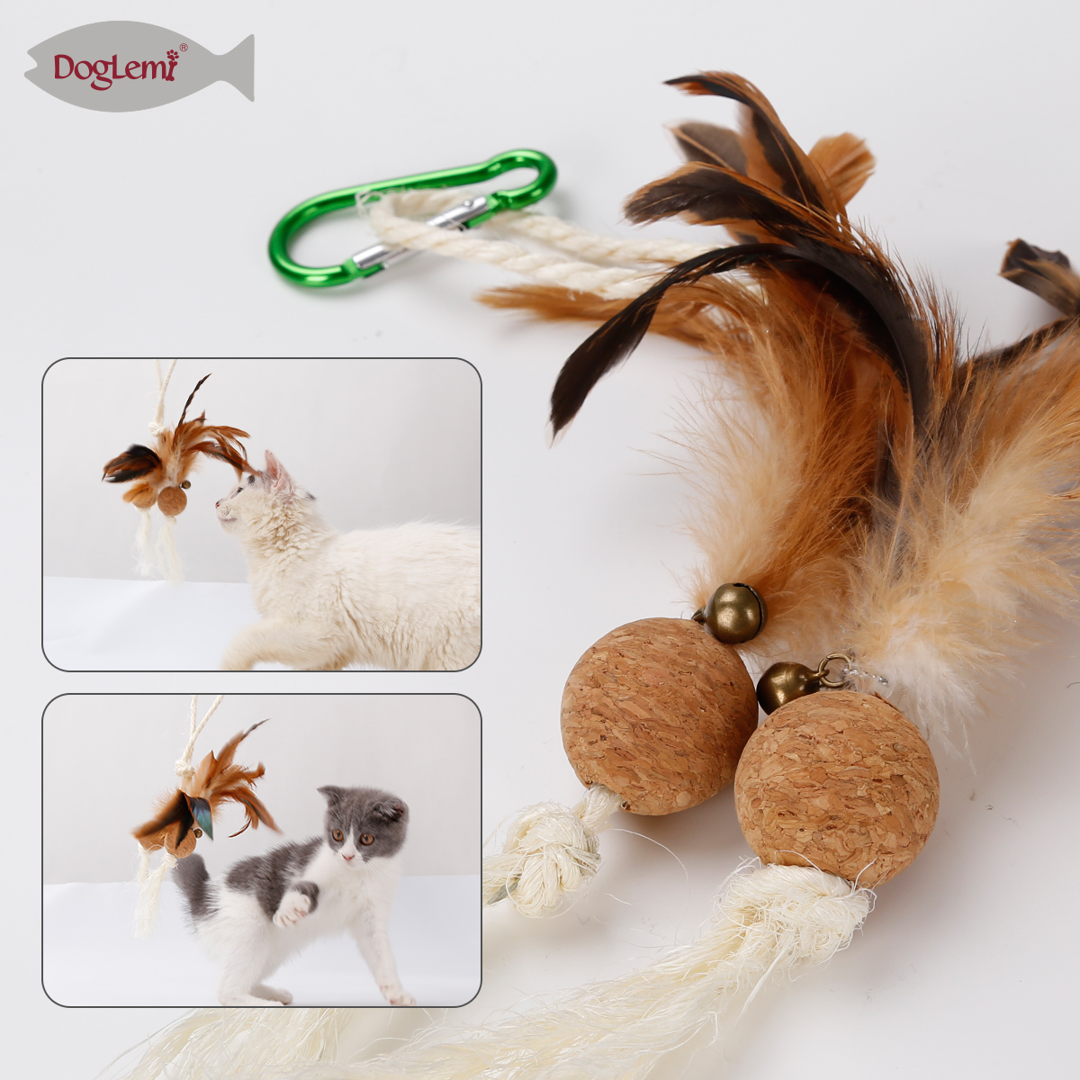 Cork мяч перо сизаль канат кошка игрушка