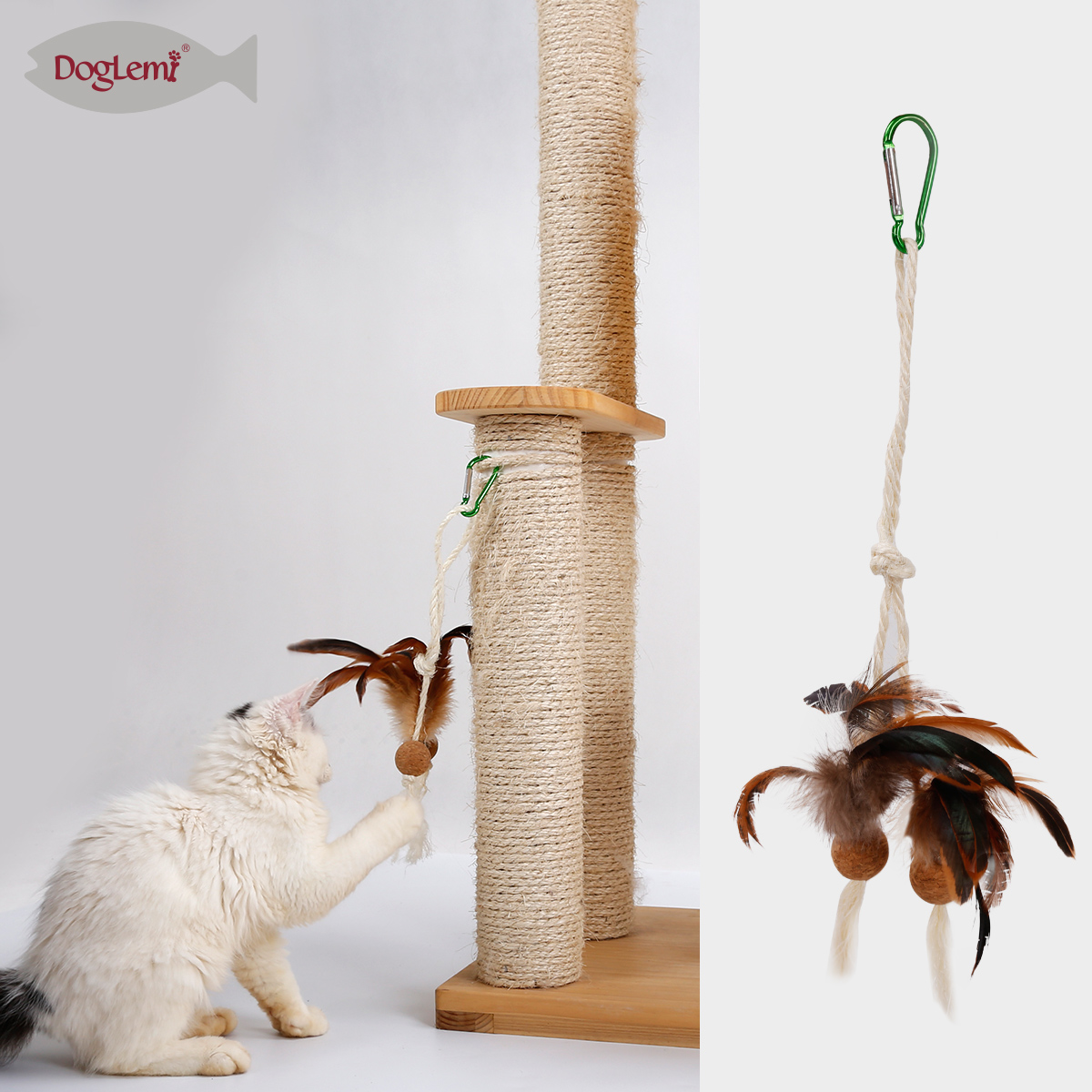 Cork мяч перо сизаль канат кошка игрушка