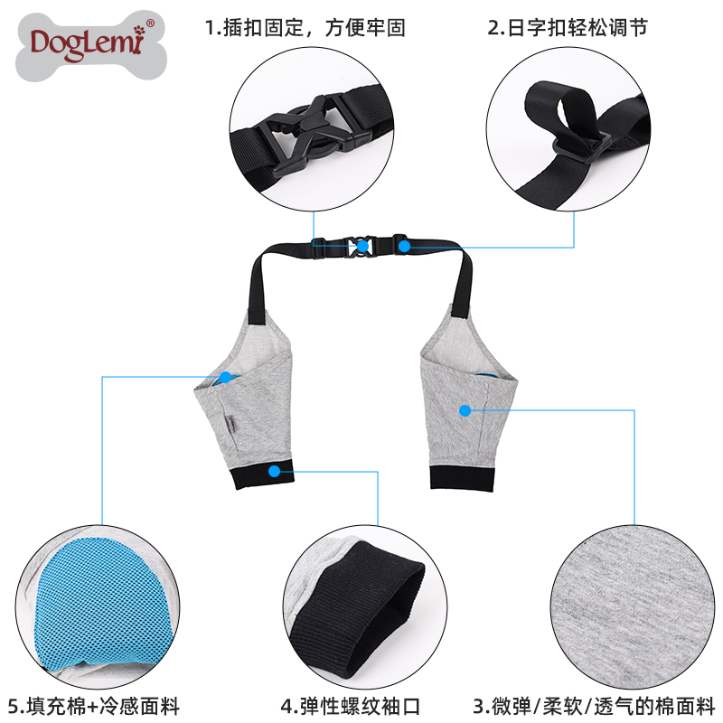 狗狗腿部受伤护具大狗前腿光节保护套护膝 宠物光节保暖磨损护具 (2只装)