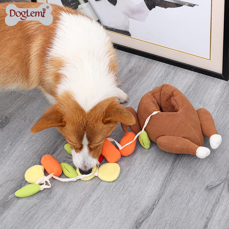Roasted Turkey Design Pet Snuffle Toys IQ Training Fry Chicken Dog Plush Toys