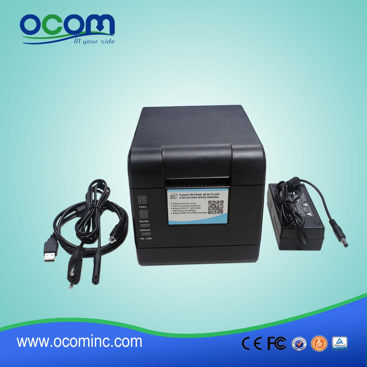 Impresora de etiquetas de códigos de barras térmica de 2 pulgadas compatible con papel de rollo térmico y papel adhesivo