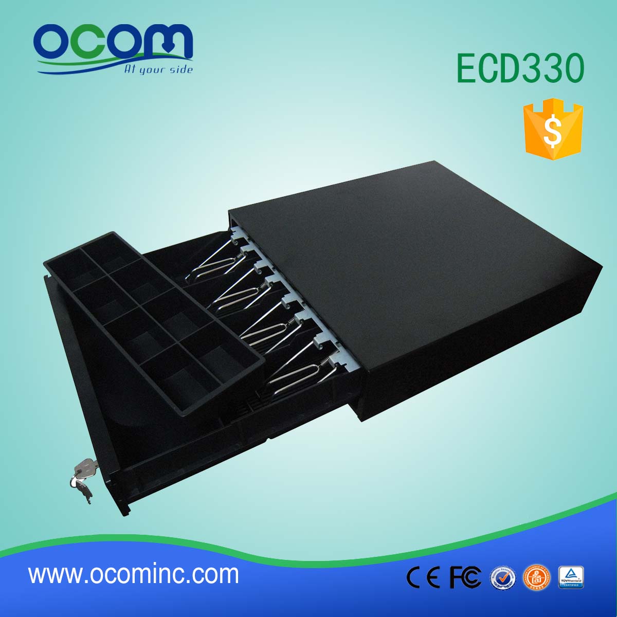China pos contant geld lade rj11 met 8 munt-sleuven (ECD330C)