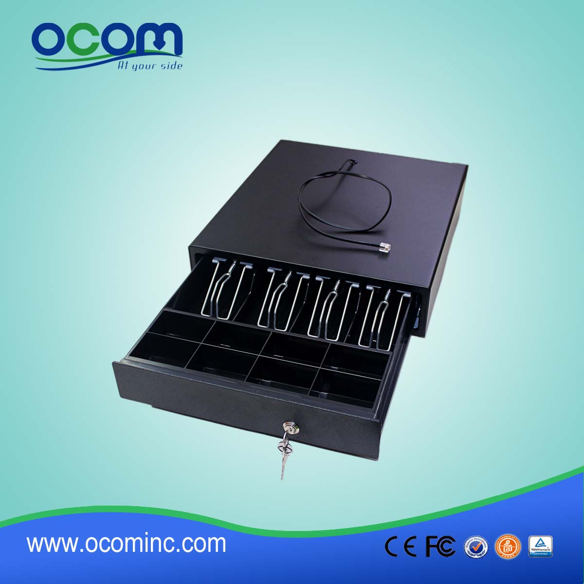 4 Bill 8 Coin Money Storage Box Cash Register Drawer with Lock