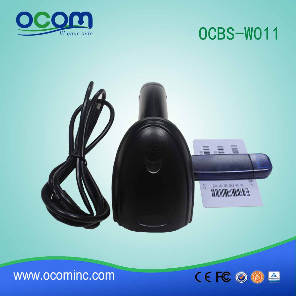OCBS-W011 mini 433MHz bezprzewodowy skaner kodów kreskowych z odbiornikiem USB