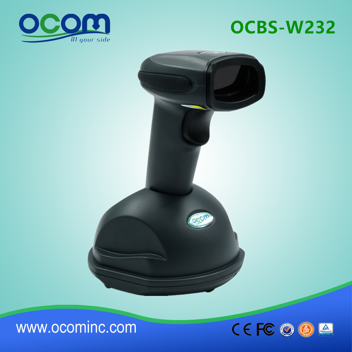 OCBS-W232-Wireless Handheld 2D scanner de código de barras com Bluetooth e 433MHz