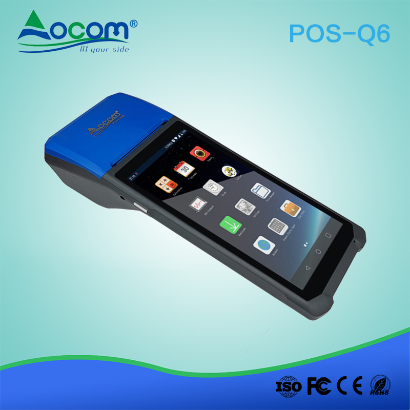 POS -Q5 / Q6 2 GB RAM touchscreen draagbare 4g gprs nfc android pos terminal met printer