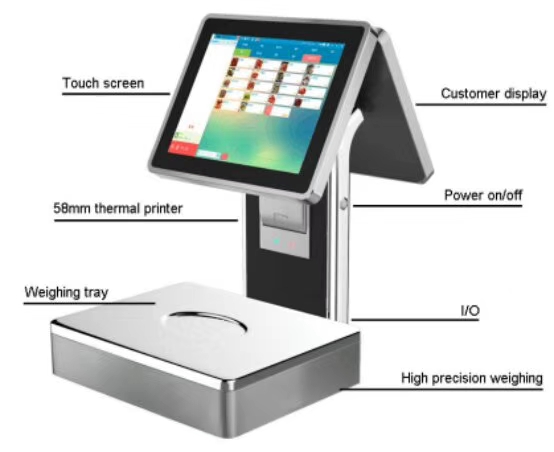 POS-S001 Neueste 12,1 '' Dual-POS-Touchscreen-Kasse zum Verkauf