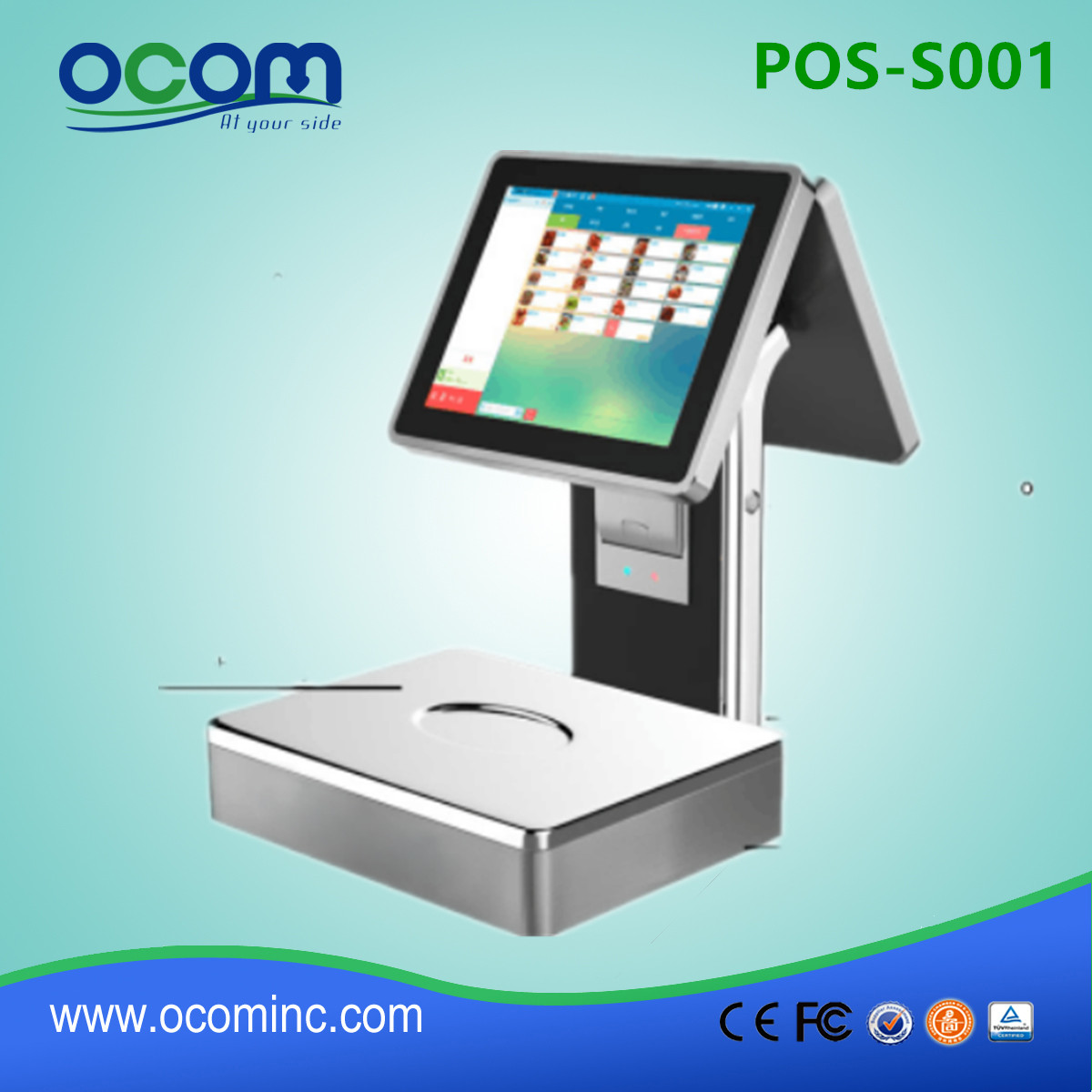 POS-S001-Nouveau modèle tout en un écran tactile POS échelle avec imprimante thermique
