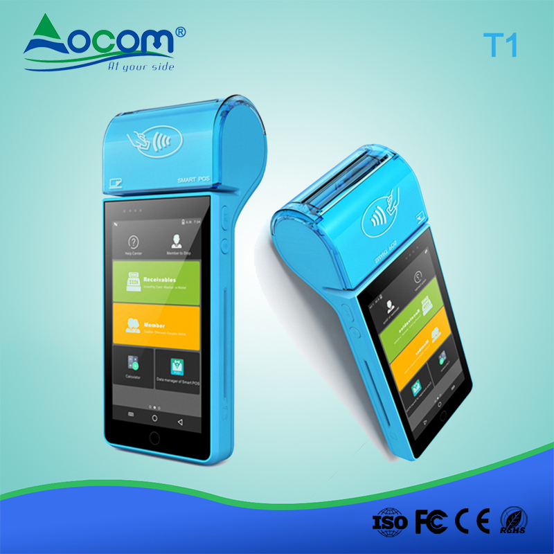 POS -T1 android qr código psam slot nfc terminal pos com impressora