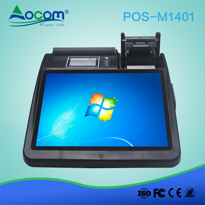 POS 1401 تسجيل النقدية مع الكمبيوتر اللوحي المدمج الحرارية طابعة أندرويد POS