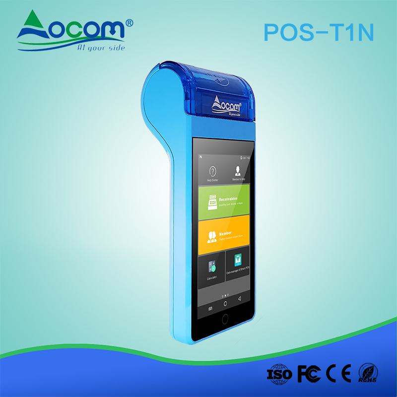 T1N Touch screen terminale mobile Android pos Terminale Pos portatile NFC con stampante