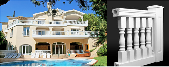 square pu baluster, white color polyurethane stair balustrade, universal baluster, polyurethane home decoration baluster