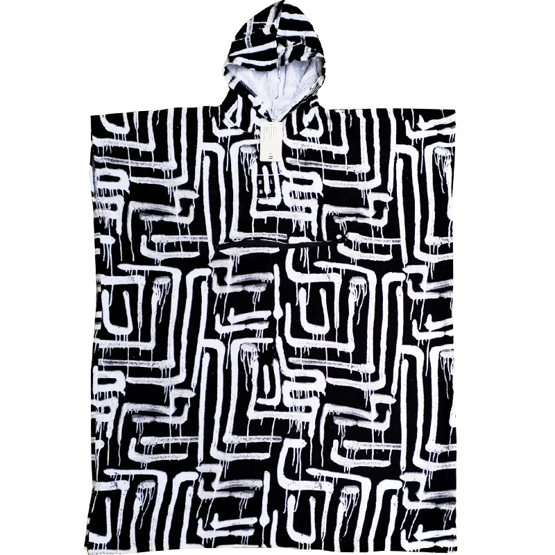 100％纯棉定制印花成人冲浪雨披毛巾