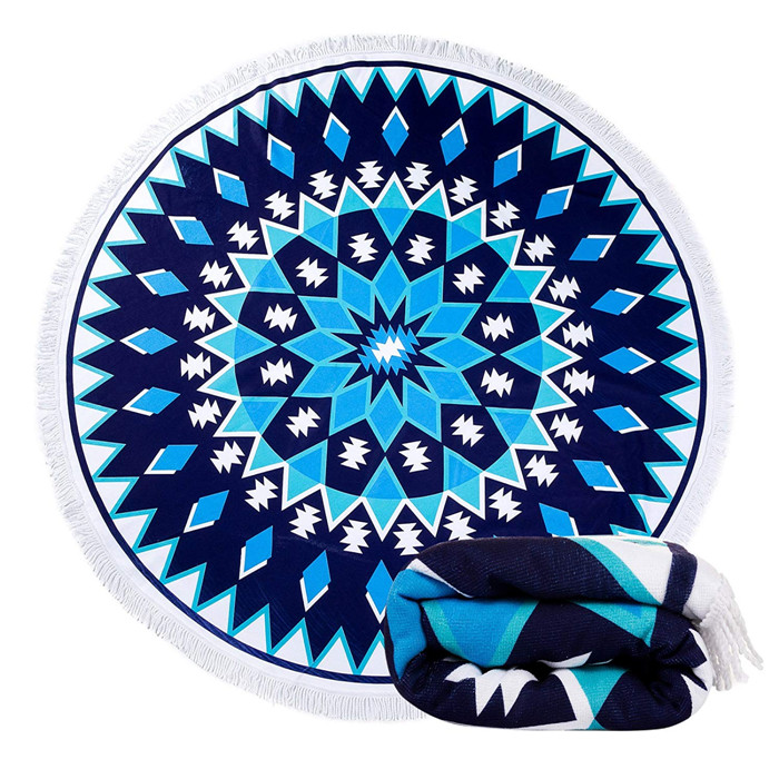 五颜六色的圆的海滩毛巾海滩毯子超细纤维毛巾瑜伽席子