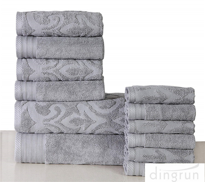 Cotton Solid Jacquard Bath Towel Set