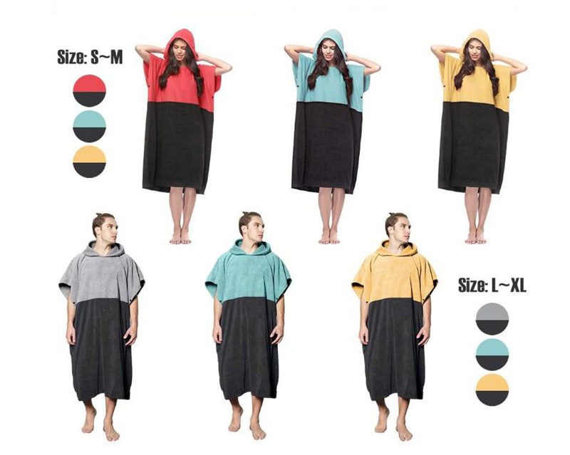 Custom Logo Design Thick Absorbent Beach Poncho Changing Robe Towel with Hood Flannel Microfiber