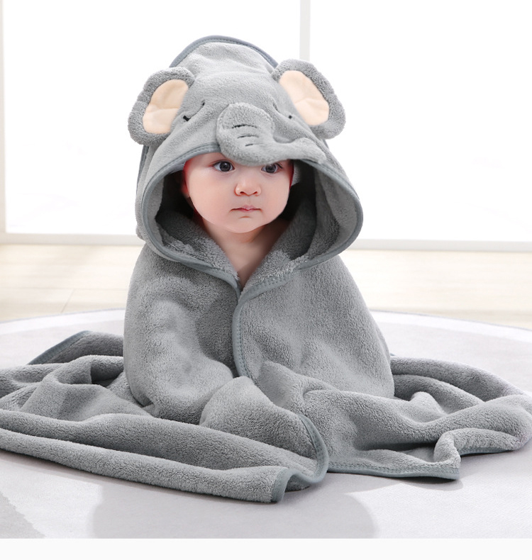 Wholesale Flannel Animal Microfiber Kids Hooded Towel Baby Bath Towel Newborn Blanket