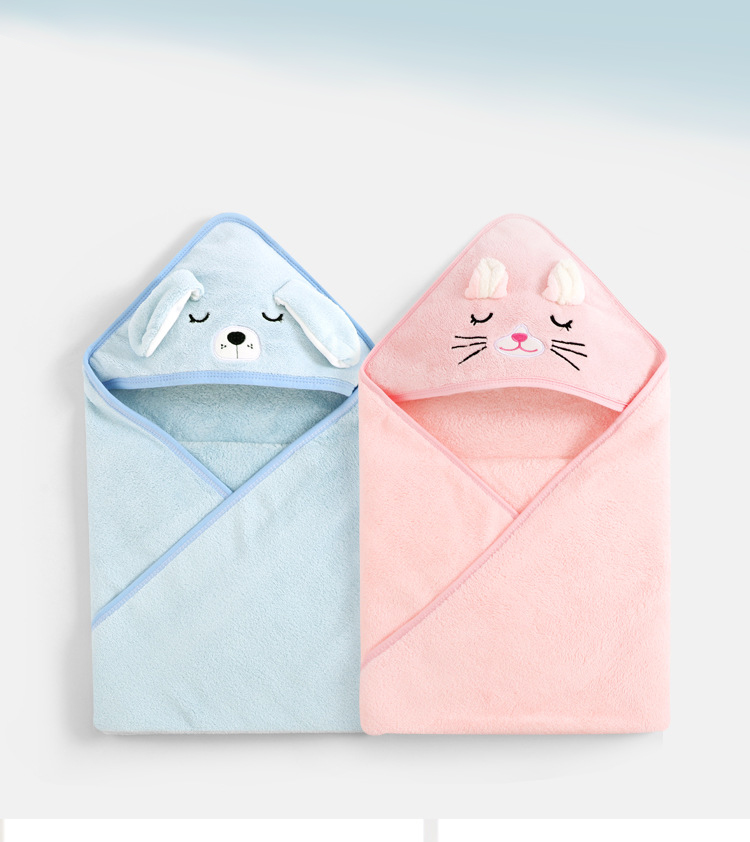批发法兰绒动物微纤维再生女孩男孩夏天海滩儿童戴头巾婴儿浴巾