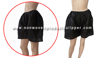 China Genähter schwarzer wegwerfbarer nicht gesponnener Boxer Hersteller