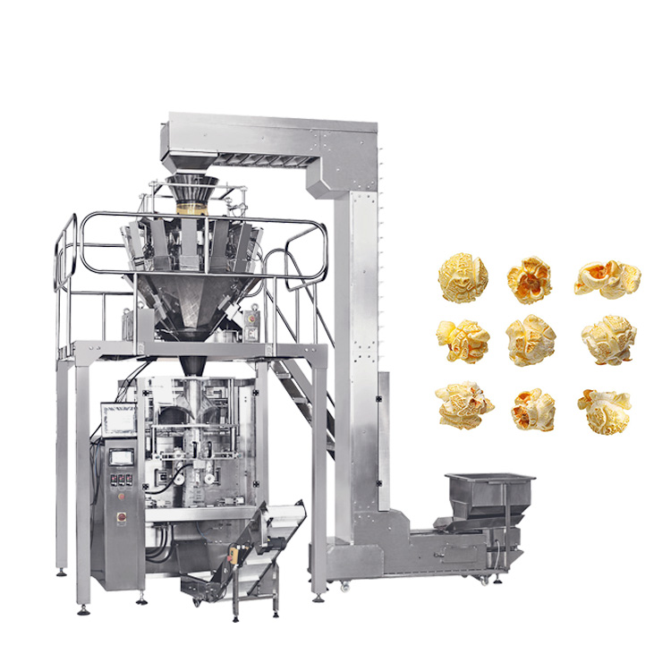 Automatische industrielle Snack-Verpackungsmaschine zum Verpacken von Popcorn mit einem einzelnen Becherwerk