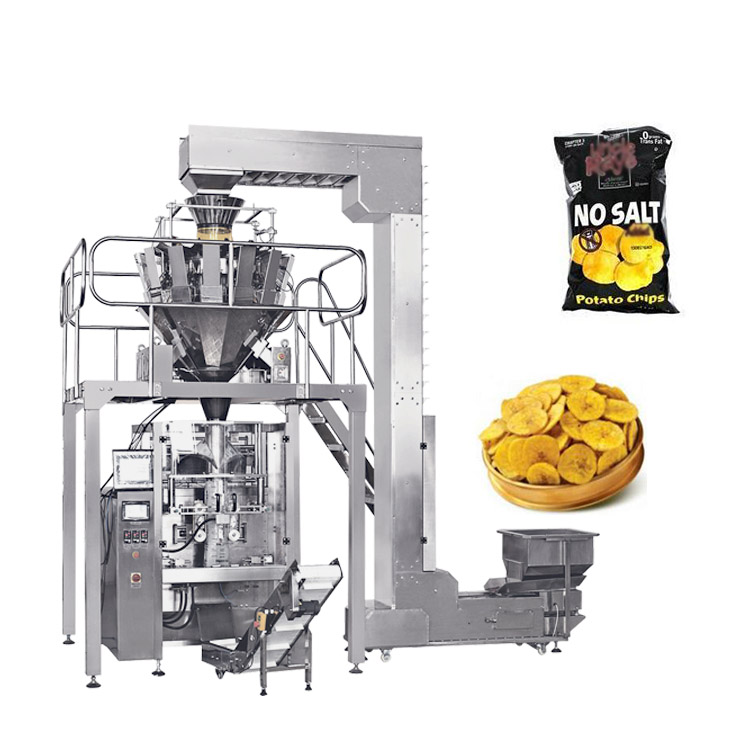 Automatische Bananenchips-Füll- und Schneidemaschine mit Mehrkopfwaage
