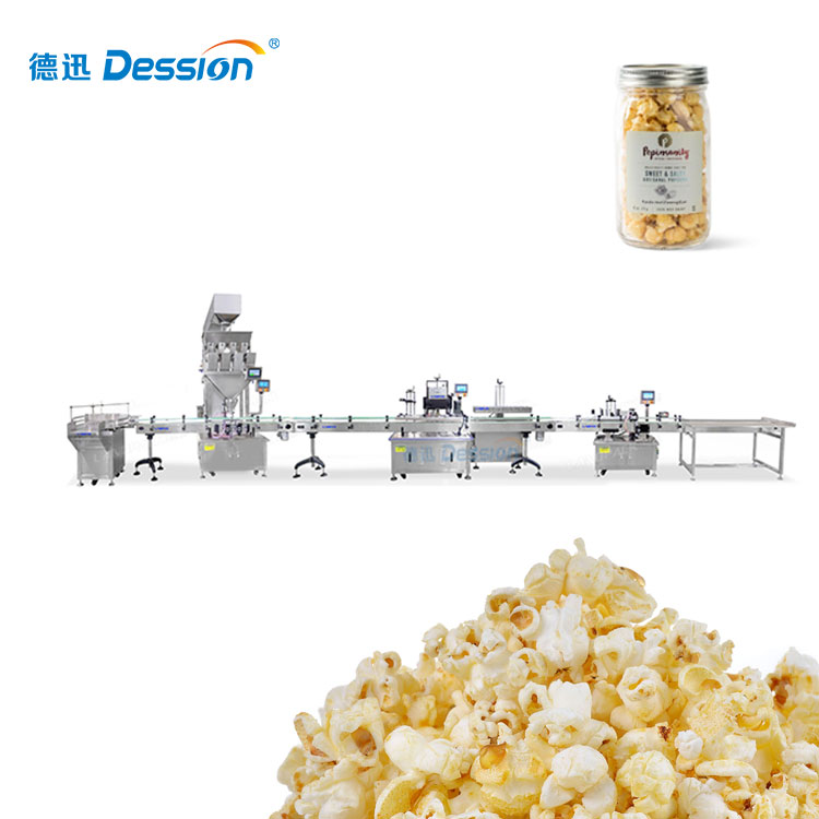 China Dession hohe Qualität 50 g 200 g 500 g Puffreis Kartoffelchips Popcorn Wiegeflaschenfüller Verschließmaschinenlieferant
