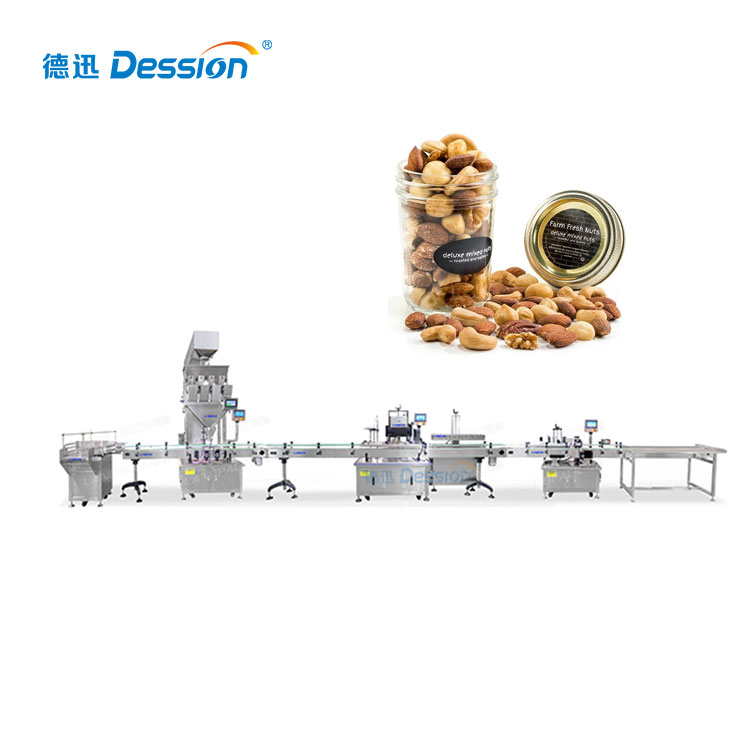 Foshan Dession Automatic Granule Bottle Peanut Filling Capping Labeling Sealing Machine Factory Price