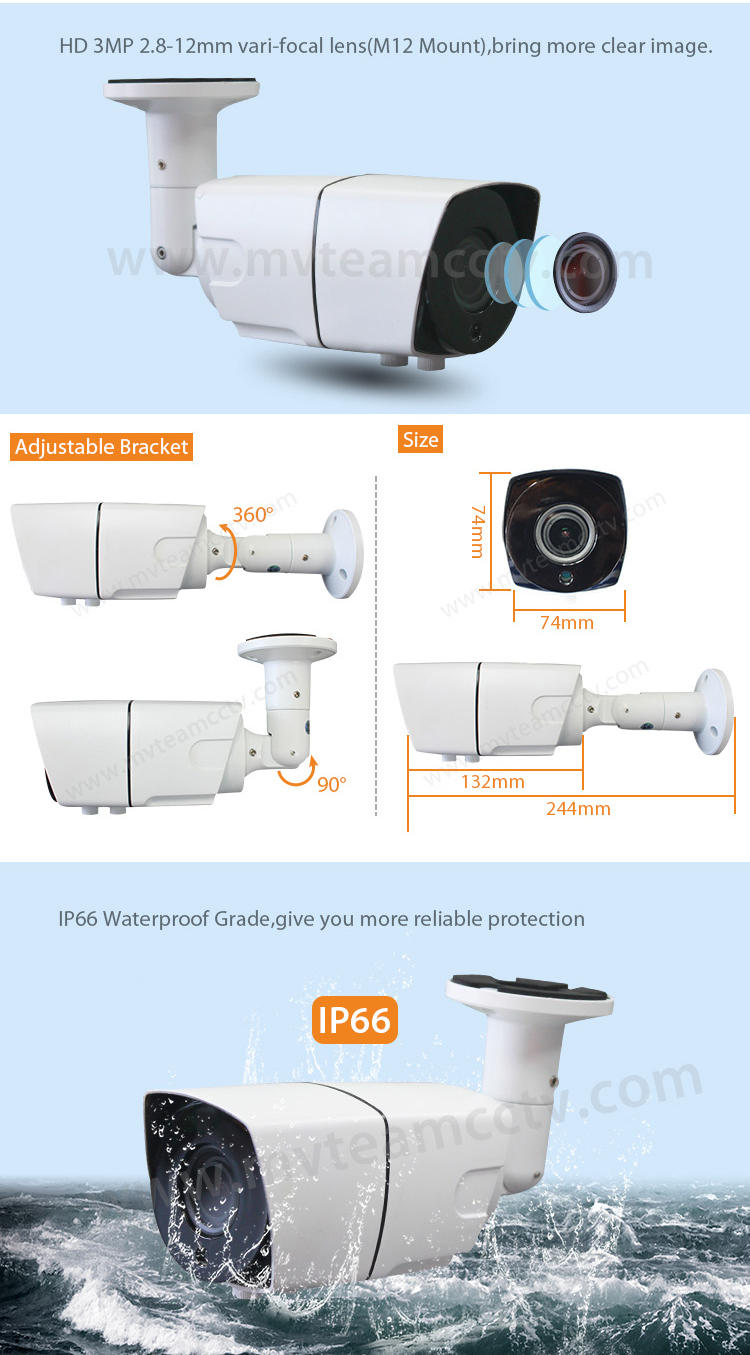 Vari-focal Lens AHD Camera High Resolution 2592*2048 5MP CCTV Camera MVT-AH18S