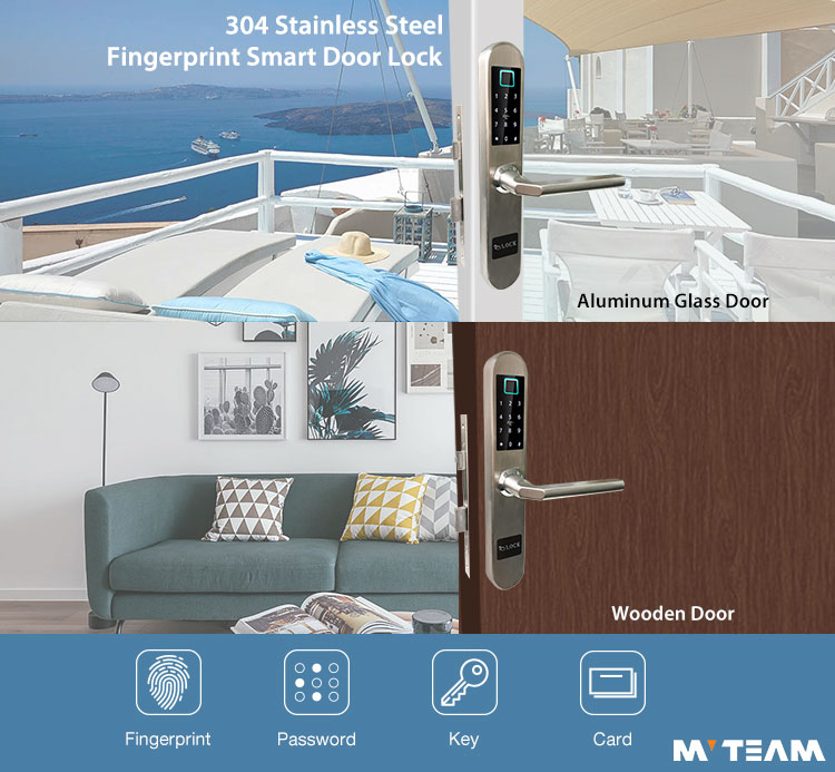 Residential Door Locks Keyless Fingerprint Entry Card Password Available Door Lock System