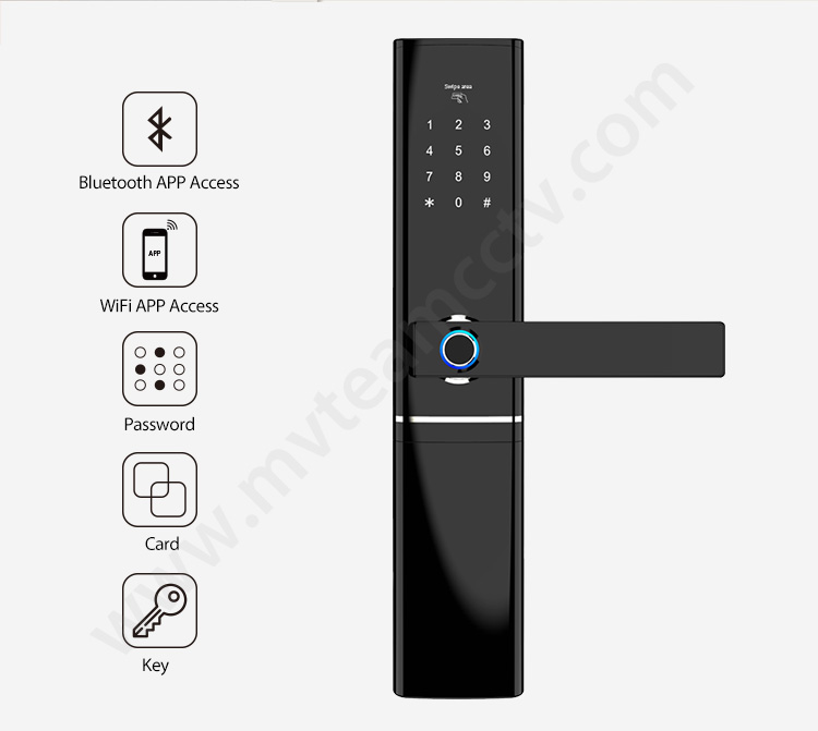 Remote SMS APP WiFi Bluetooth Phone Control Smart Lock Keyless Card Code Fingerprint Door Lock For Home, Office, Hotel, Airbnb, Villa