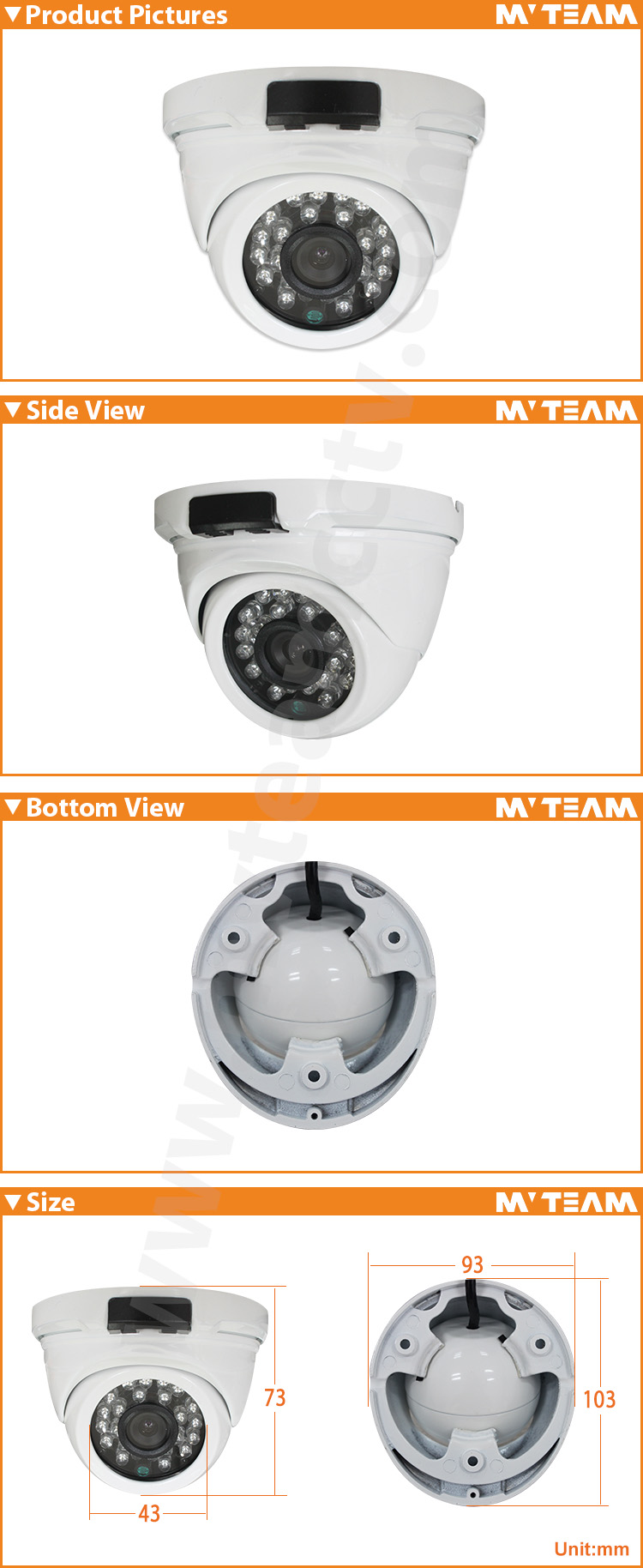 Waterproof Dome Metal Housing HD IP Camera China IP Camera Manufacturer(MVT-M34)