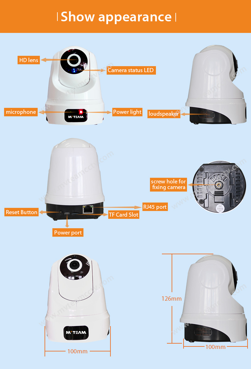 PT Wireless Home Security IP Camera Smart HD Wifi Camera(H100-C6)
