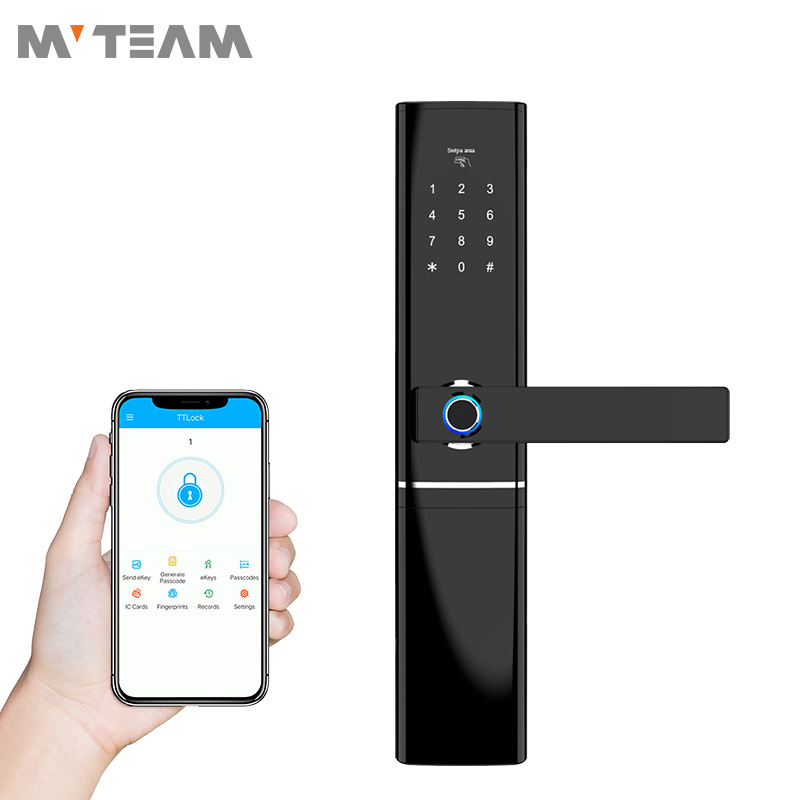 Remote SMS APP WiFi Bluetooth Telefonsteuerung Smart Lock Keyless Card Code Fingerprint Türschloss Für Zuhause, Büro, Hotel, Airbnb, Villa