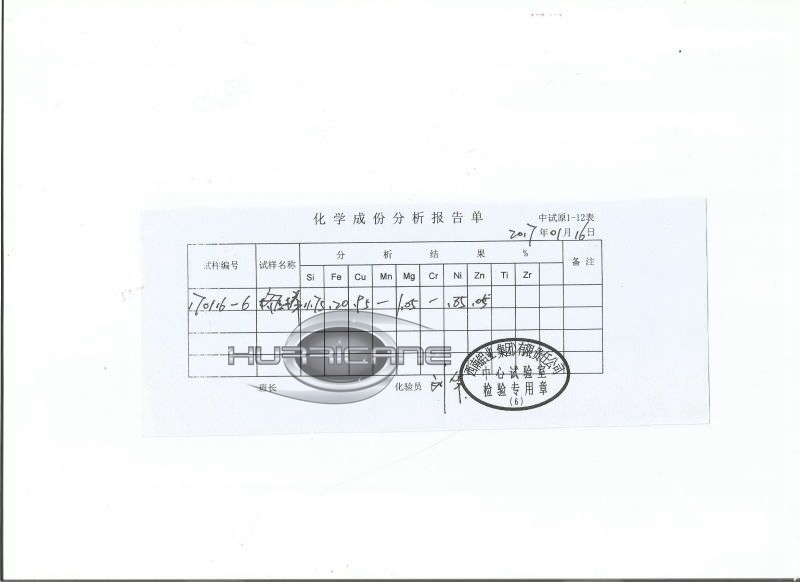 Hurricane piston 4032 material test report