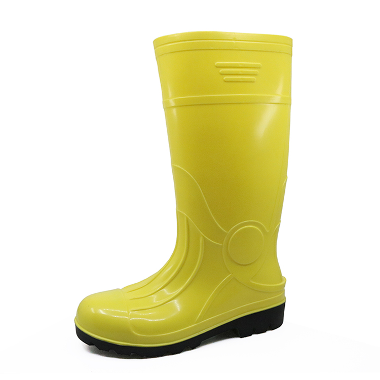 China 107-1 yellow pvc safety steel toe boots for men manufacturer