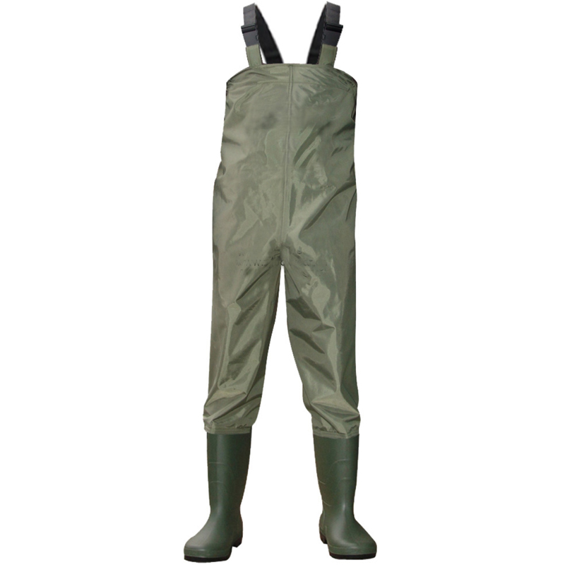 CW001 Cuissardes de pêche en PVC polyester étanche à l'eau avec des bottes en PVC