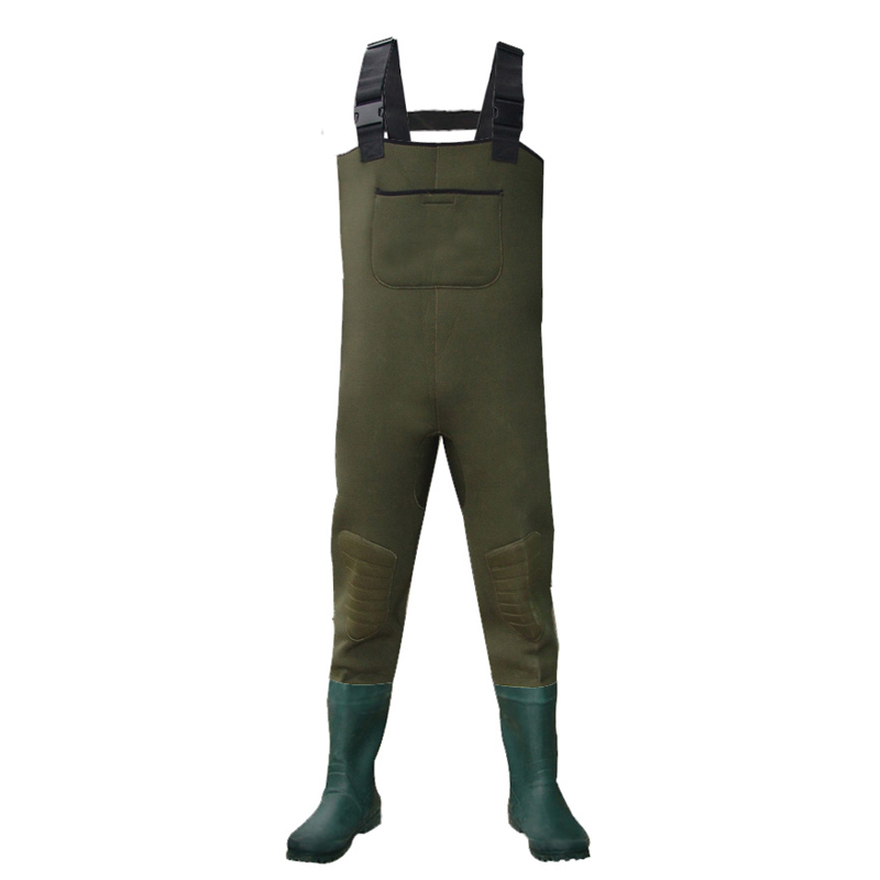 CW006 Poche avant hommes étanche à l'eau néoprène pêche échassier poitrine avec des bottes en caoutchouc