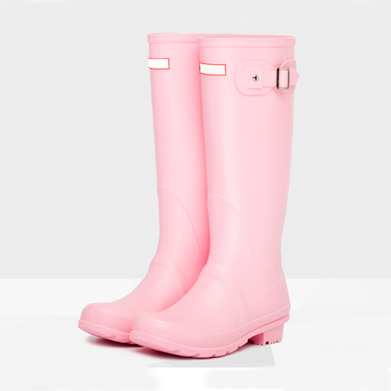 China HRB-P pink high heels fashion women pvc rain boots manufacturer