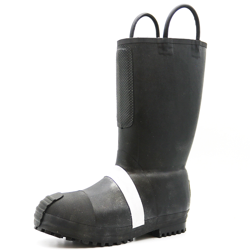 China HT001 Anti slip fireproof steel toe puncture resistant firemen rubber boots manufacturer