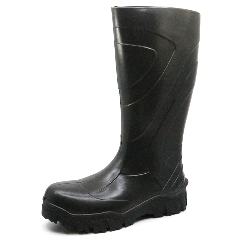 China PUB03 black non slip water proof oil acid resistant safety PU rain boots manufacturer