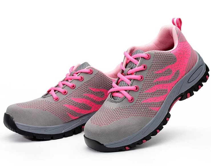 China SP012 rubber sole flyknit steel toe sport type women safety shoe manufacturer
