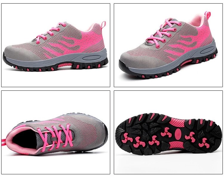 China SP012 rubber sole flyknit steel toe sport type women safety shoe manufacturer