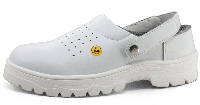China TMC047 White microfiber leather rubber sole ESD kitchen summer safety shoes manufacturer China TMC047 White microfiber leather rubber sole ESD kitchen summer safety shoes manufacturer