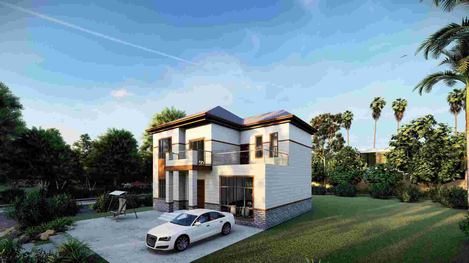 2 Stock Modernes Design Stahl Struktur Rahmen DIY vorgefertigte Villa Haus - QB16