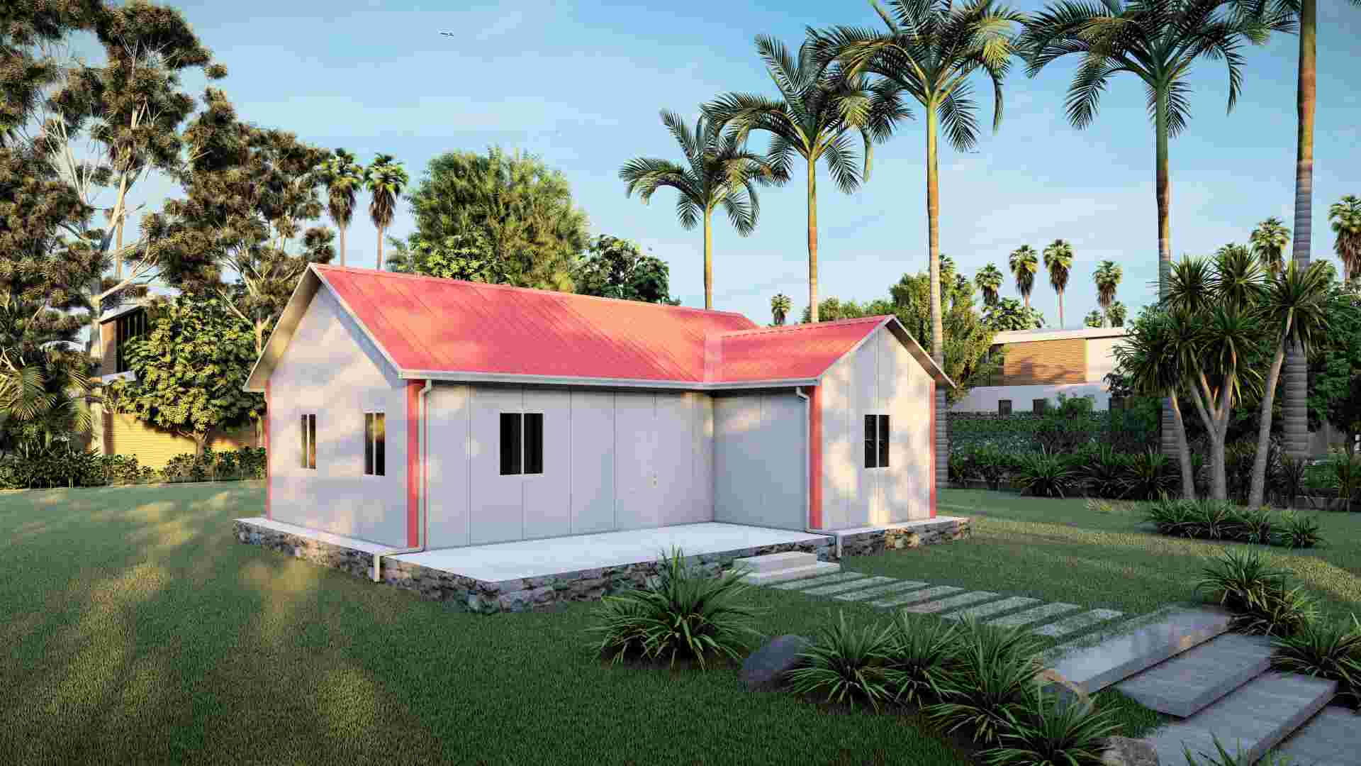 Heya-2B05-A Çin 2 odalı sandviç panel ev prefabrik villa inşaat tasarımı