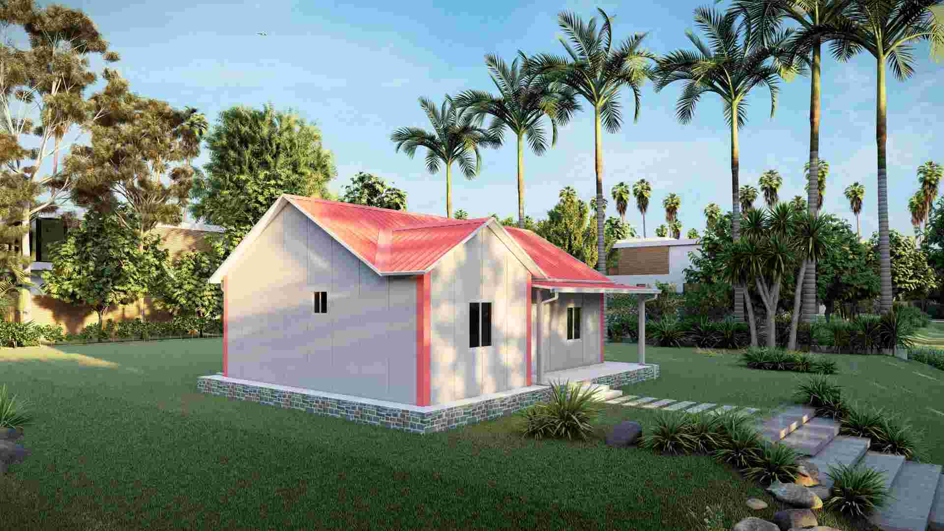 2B06-A China Casa de panel sándwich duradera y de fácil construcción de 2 habitaciones para vivir