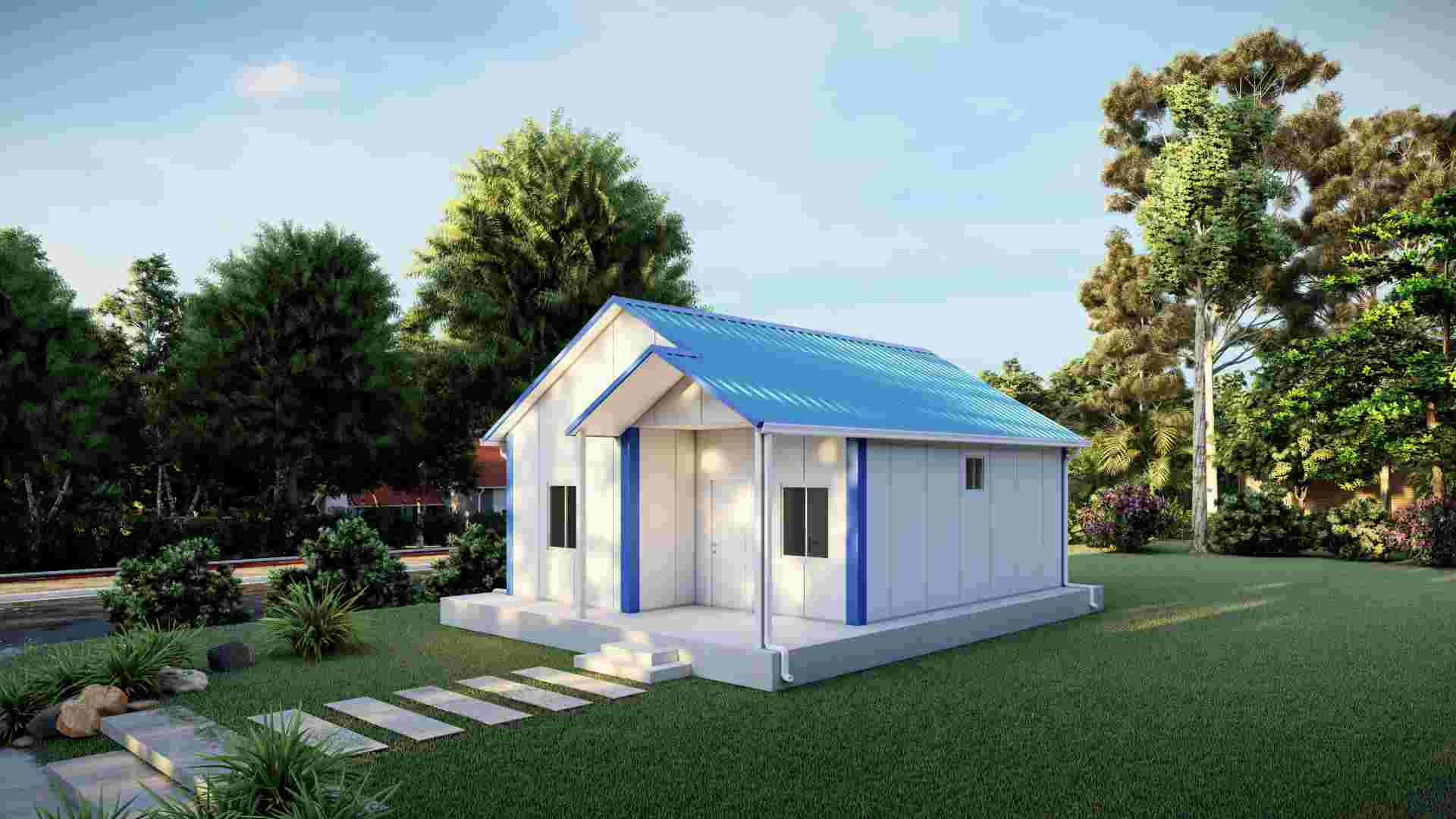 Çin 2 Oda Sandviç Panel Evi Hazır Yapıldı Prefabrik Granny Flat House - 2B02