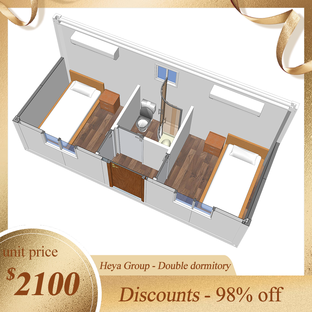 Çift Kişilik Yatakhane - Önceden Yapılmış Düz Çatı Küçük Ev Planları Hazır Konteyner Ev Modern Tedarikçi