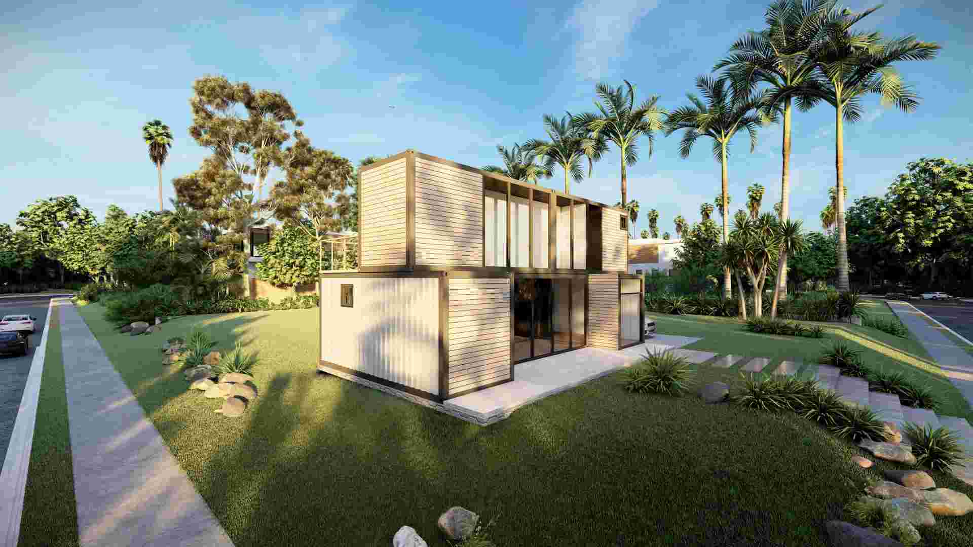 Prefab Build Small Modern Steel Structure Container Houses Freight Houses -2X06