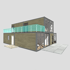 Résidentiel - (Heya-4X02) Chine Fourniture de luxe Living Container 2 Floor House Décoration extérieure en option